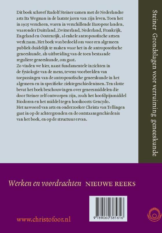 Achterkant van Grondslagen voor een verruiming van de geneeskunde volgens geesteswetenschappelijke inzichten