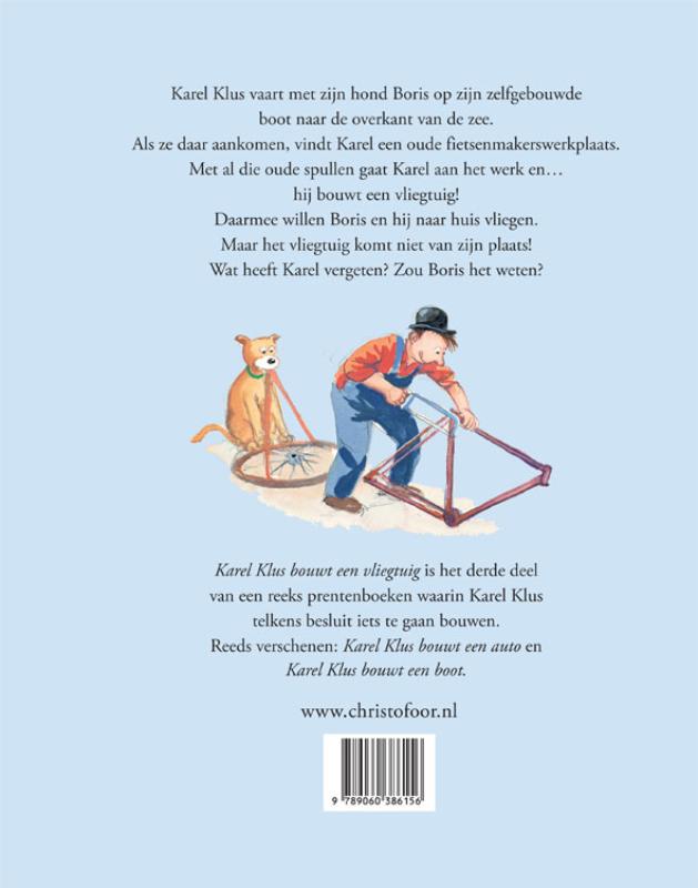 Achterkant van Karel Klus bouwt een vliegtuig