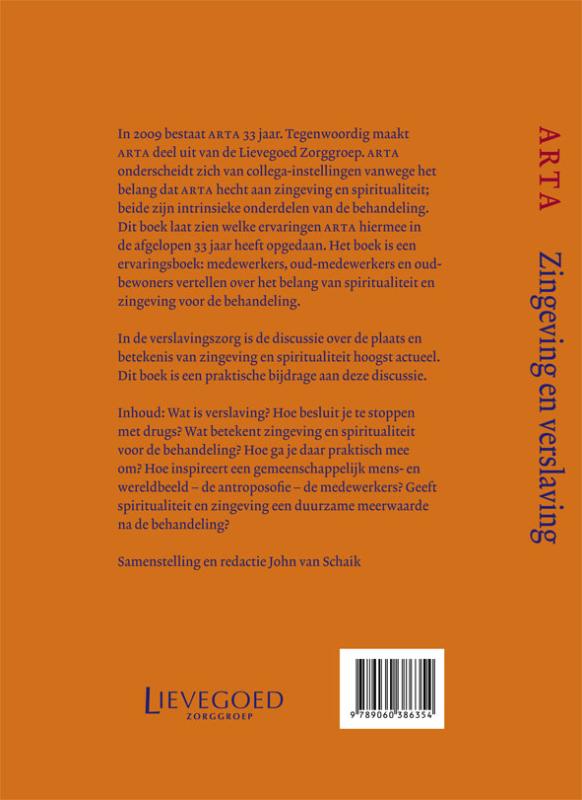 Achterkant van ARTA Zingeving en verslaving