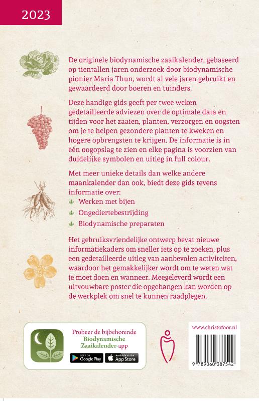 Achterkant van Maria Thun Zaaikalender 2023