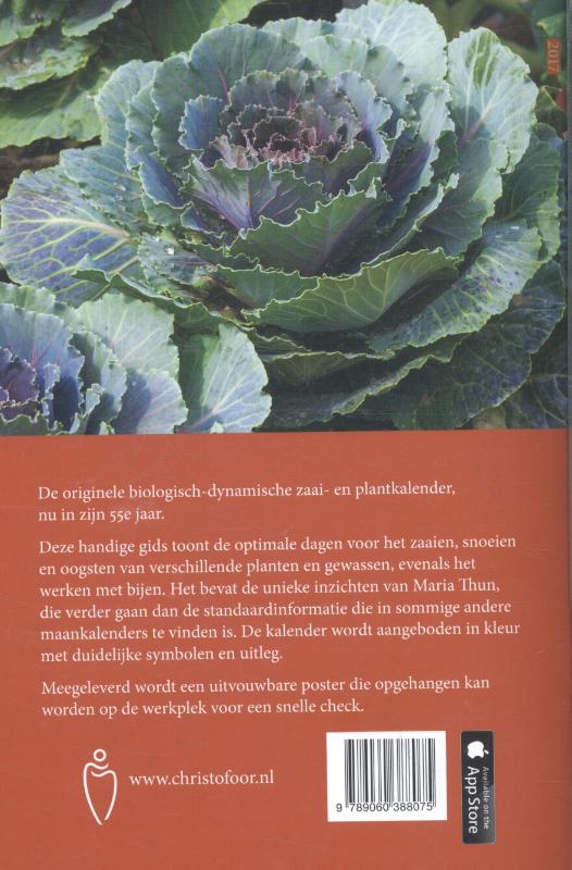 Achterkant van Maria Thuns Zaaikalender 2017