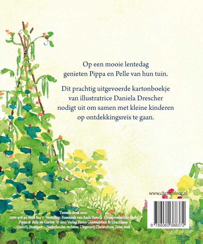 Achterkant van Pippa & Pelle in de lentetuin