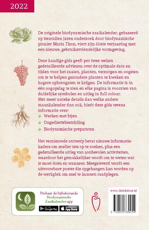 Achterkant van Maria Thun's zaaikalender 2022