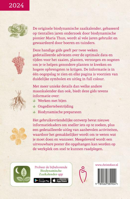 Achterkant van Maria Thun Zaaikalender 2024