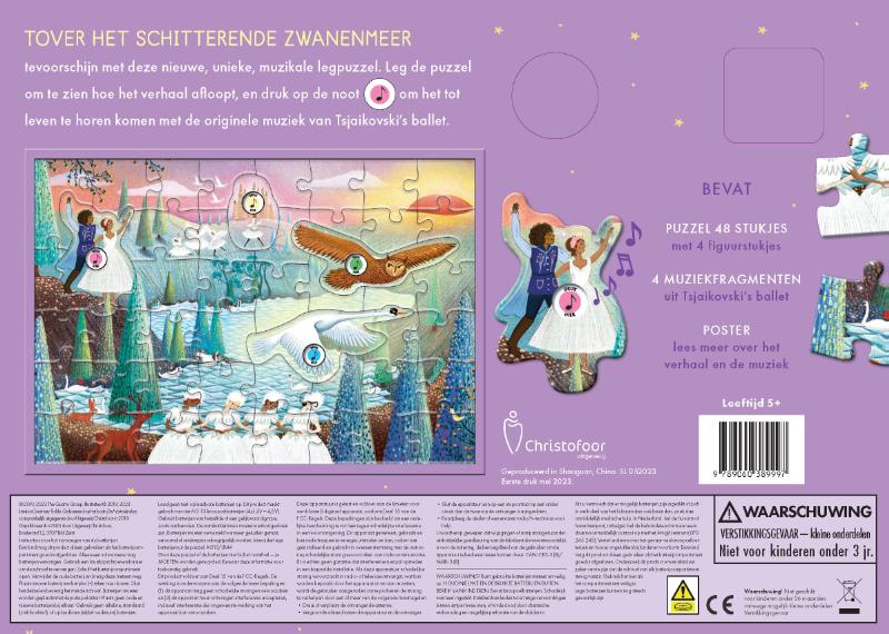 Achterkant van Muziekpuzzel - Het zwanenmeer