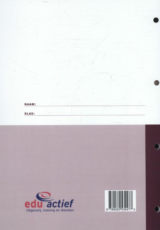 Achterkant van Afdeling receptie; Intructie-/ werkboek deel 1
