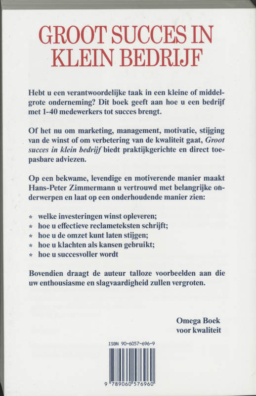 Achterkant van Groot succes in klein bedrijf