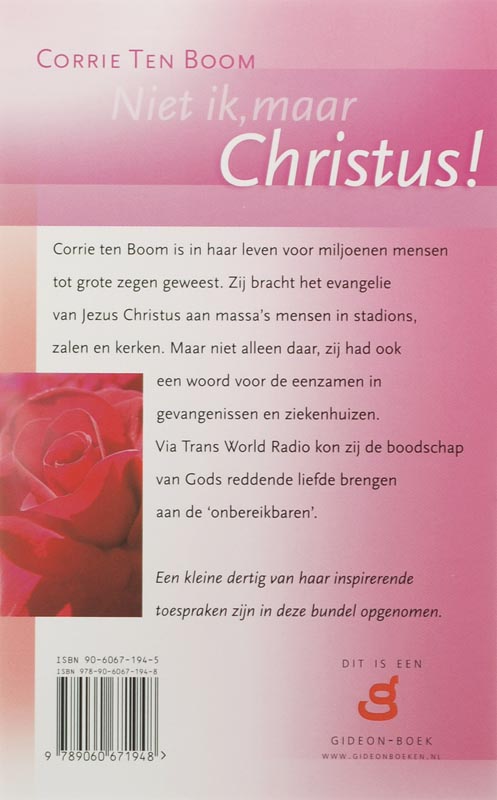 Achterkant van Niet ik, maar Christus