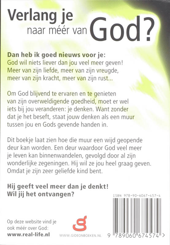 Achterkant van Ervaar God