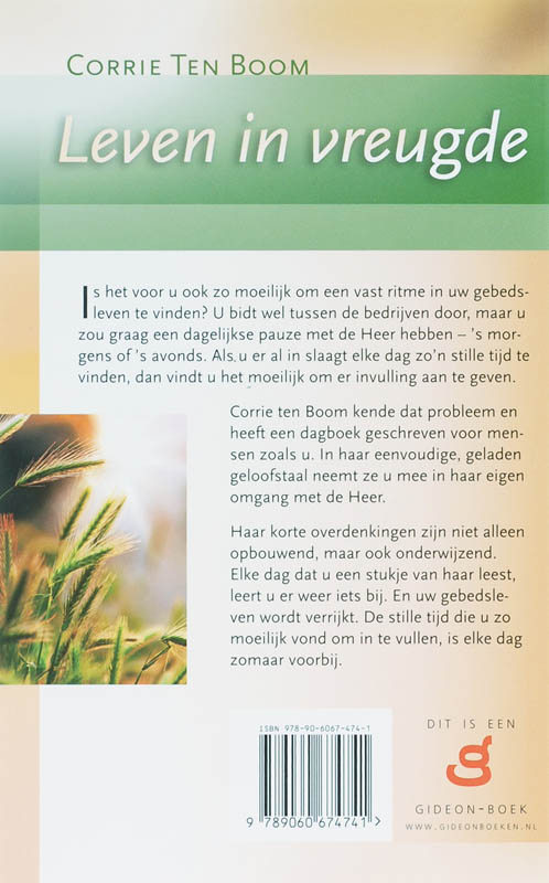 Achterkant van Leven in vreugde