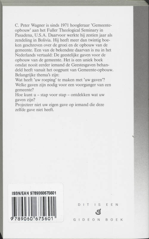Achterkant van De geestelijke gaven voor de opbouw van de gemeente