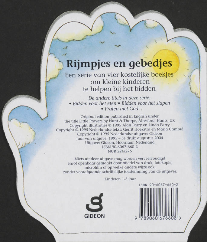 Achterkant van Gebedjes voor kinderen