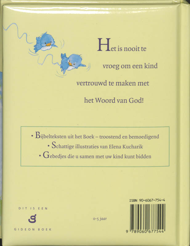 Achterkant van Bijbel voor kleine schatjes