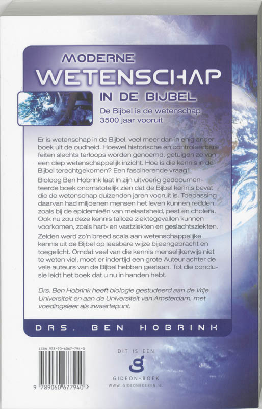 Achterkant van Moderne wetenschap in de Bijbel