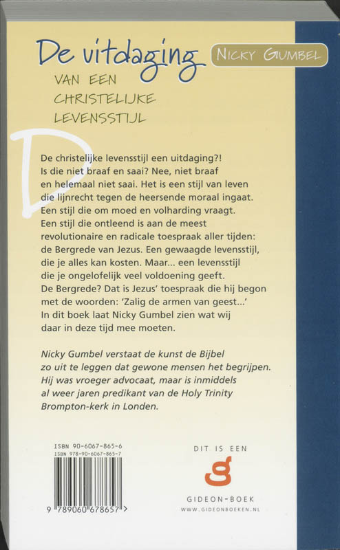 Achterkant van De uitdaging van een christelijke levensstijl