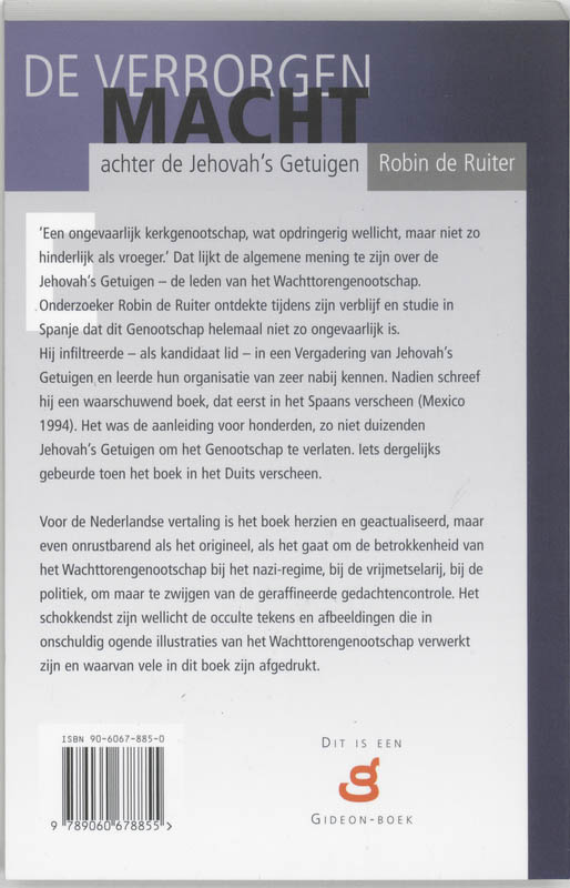 Achterkant van De verborgen macht achter de Jehovah's Getuigen