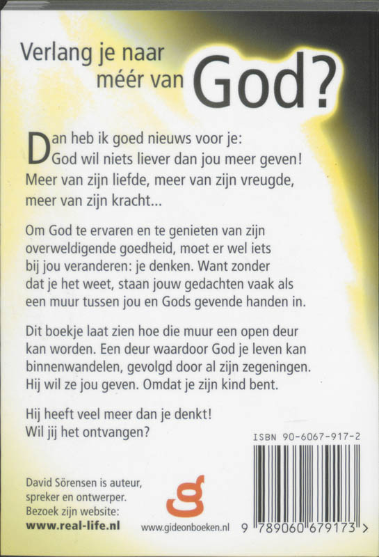 Achterkant van Ervaar God