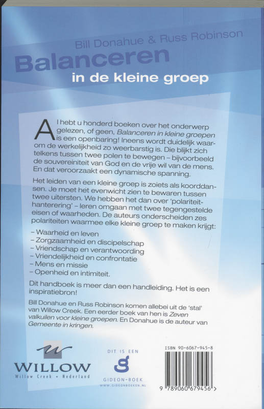 Achterkant van Balanceren in de kleine groep