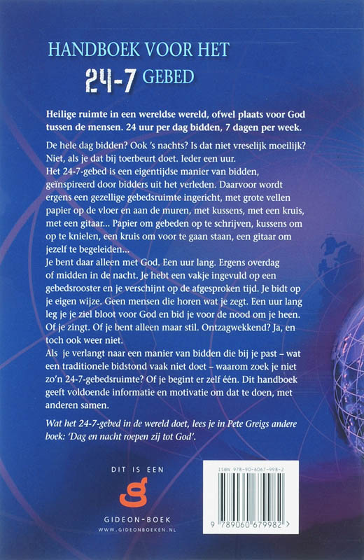 Achterkant van Handboek voor het 24-7 gebed