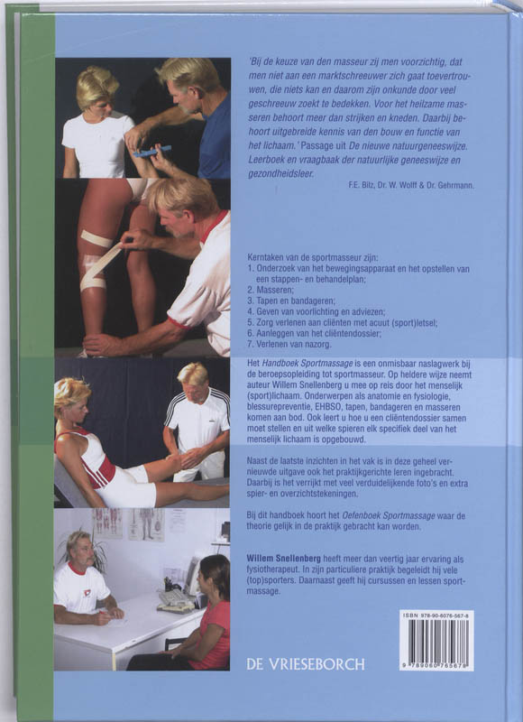 Achterkant van Handboek Sportmassage basisboek