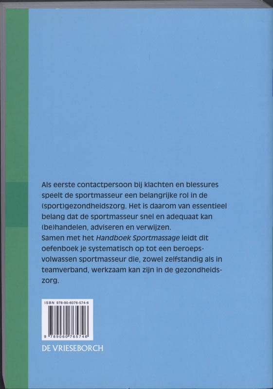 Achterkant van Oefenboek Sportmassage