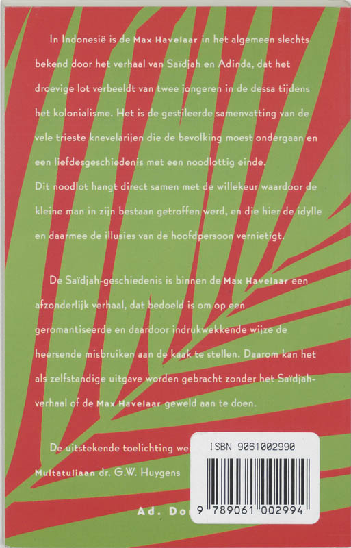 Achterkant van Saidjah en Adinda