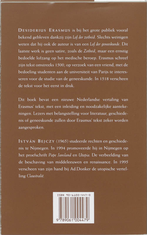 Achterkant van Lof der geneeskunde