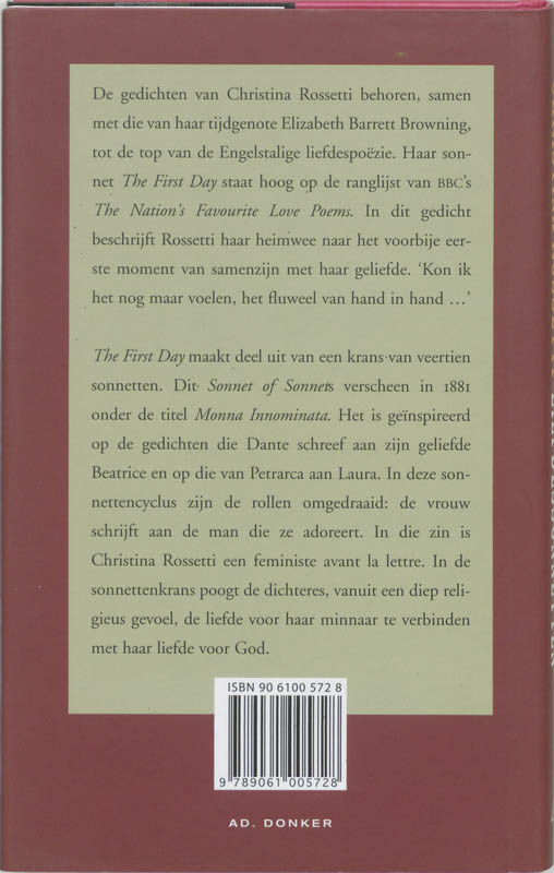 Achterkant van Liefdessonnetten
