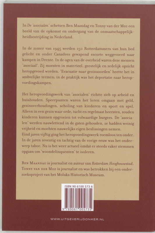 Achterkant van De Asocialen