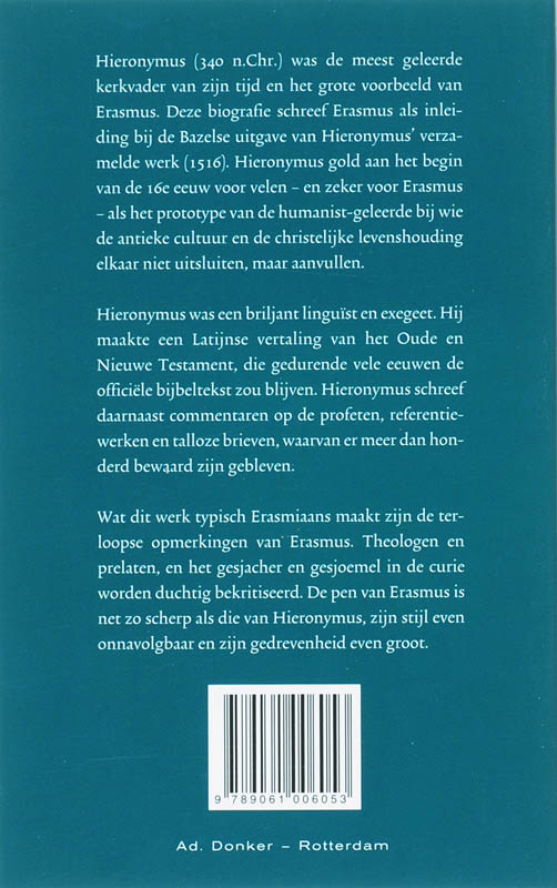 Achterkant van Het leven van Hieronymus