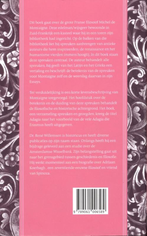 Achterkant van De Adagia van Michel de Montaingne