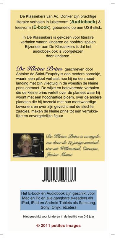 Achterkant van De kleine prins (set e boek en luisterboek)