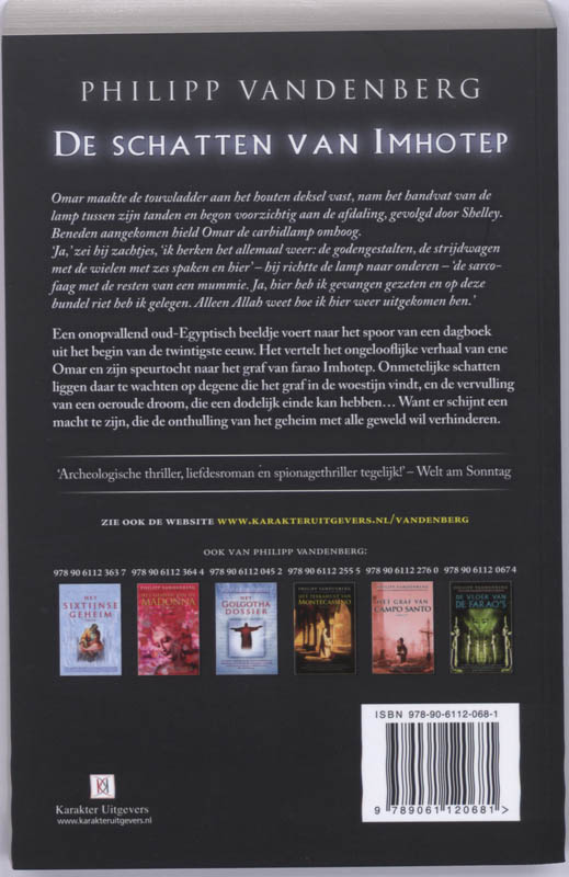 Achterkant van De schatten van Imhotep