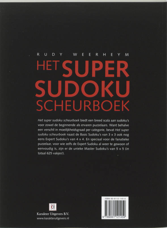 Achterkant van Het Super Sudoku Scheurboek
