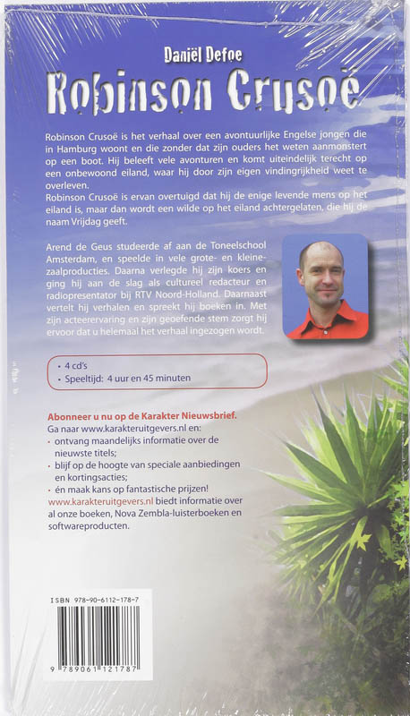 Achterkant van Robinson Crusoe