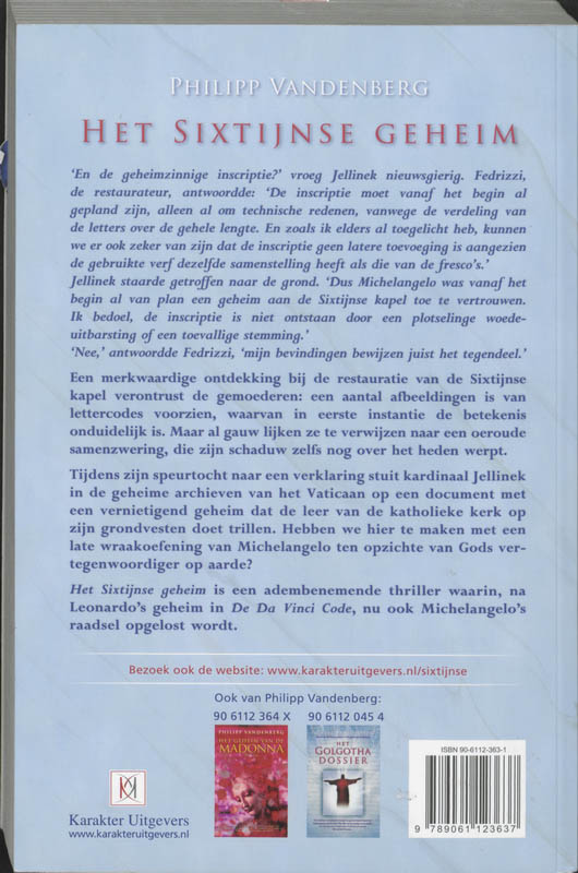 Achterkant van Het Sixtijnse geheim