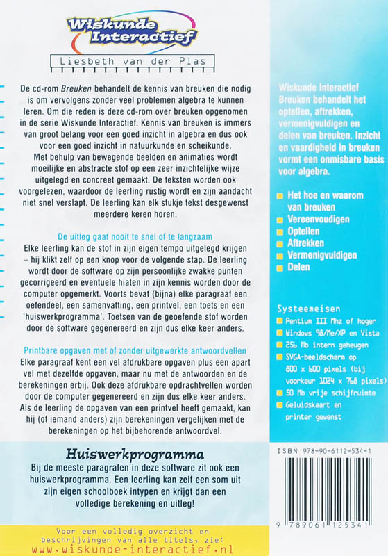 Achterkant van Breuken voor de Basisschool, Vmbo, Havo/Vwo en Pabo