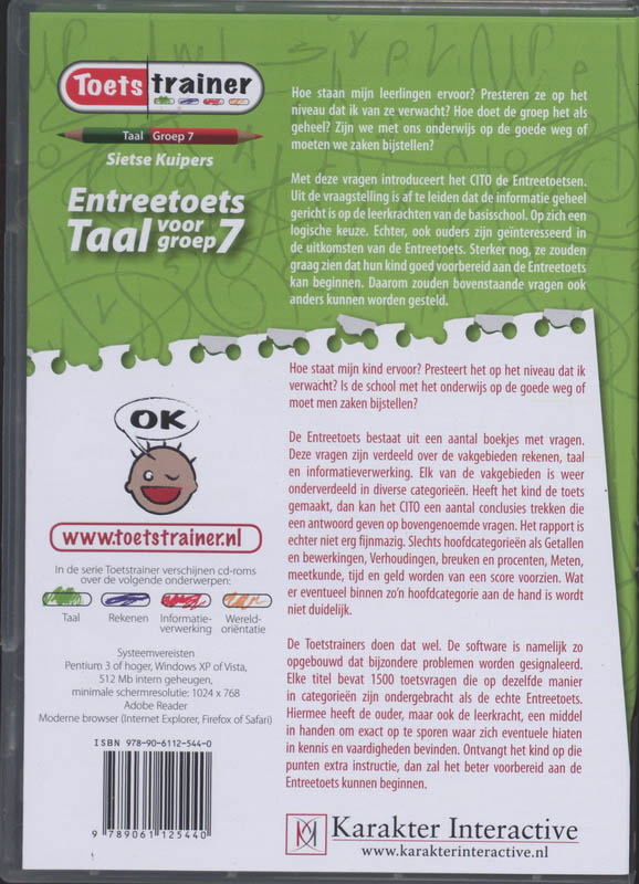 Achterkant van Entreetoets Taal voor groep 7