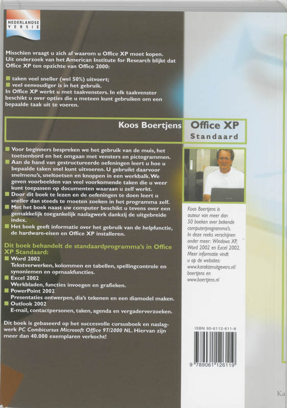 Achterkant van Office XP standaard