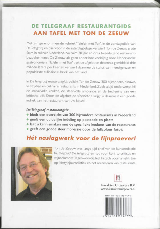 Achterkant van De Telegraaf Restaurantgids