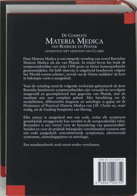 Achterkant van De complete materia medica van Boericke en Phatak