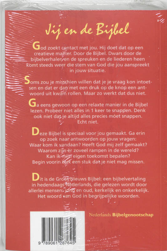 Achterkant van Groot nieuws bijbel