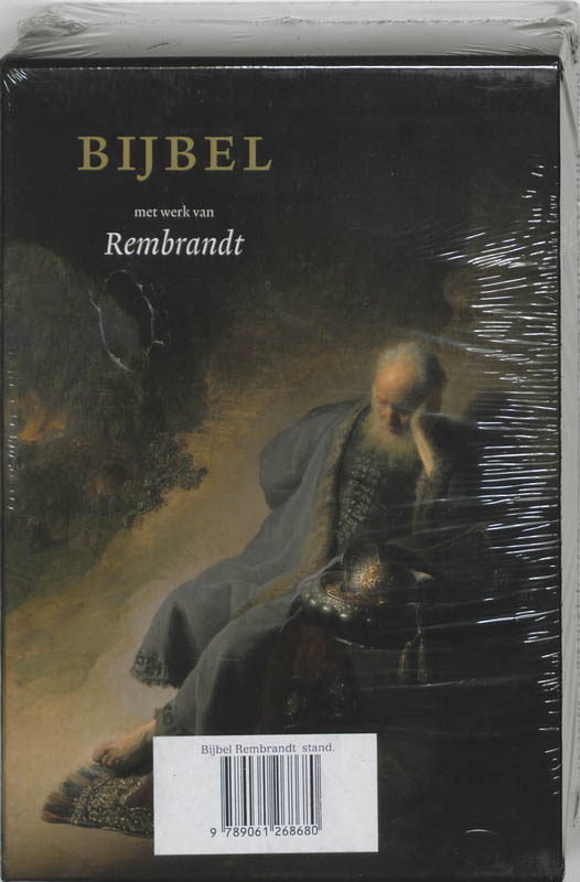 Achterkant van NBV Bijbel met werk van Rembrandt