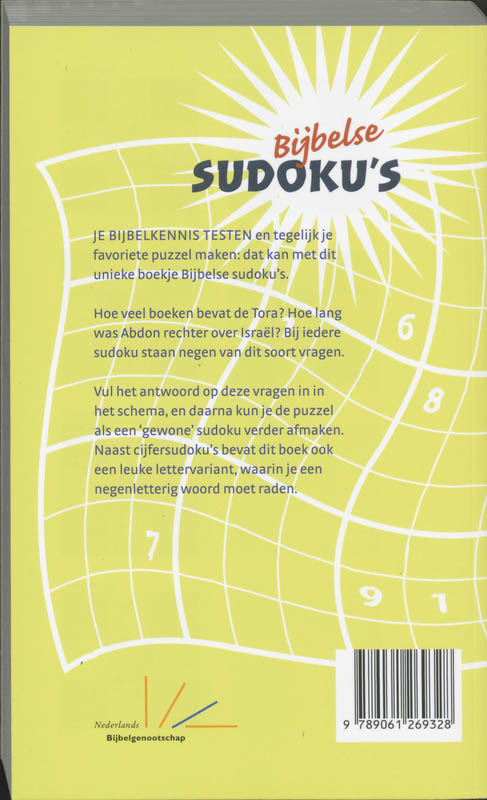 Achterkant van Bijbelse sudoku's