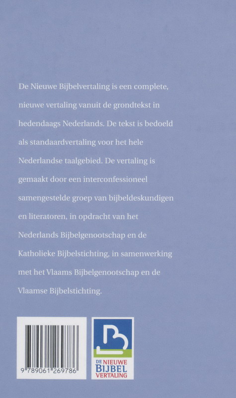 Achterkant van Nieuwe Bijbel Vertaling