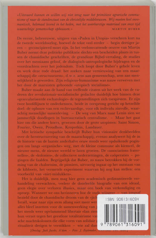 Achterkant van Paden in Utopia
