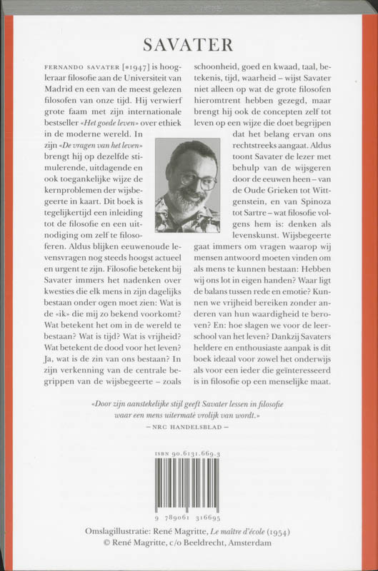 Achterkant van De vragen van het leven