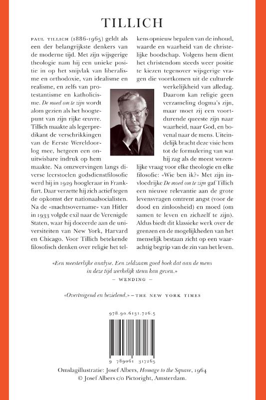 Achterkant van De moed om te zijn