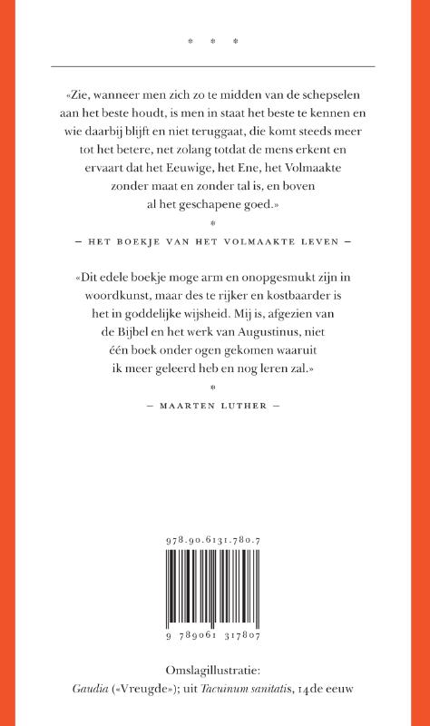 Achterkant van Het boekje van het volmaakte leven
