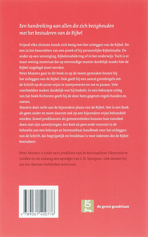 Achterkant van Een boek als geen ander